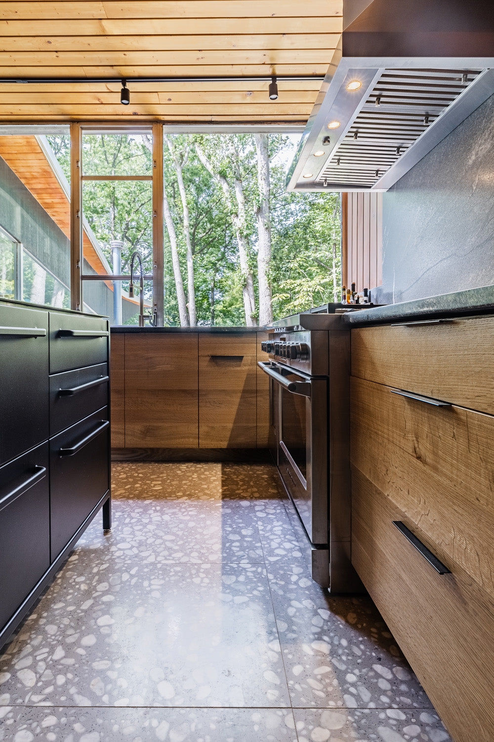 Kitchen Cabinets: Horizontal Grain Mid Century Wood Units