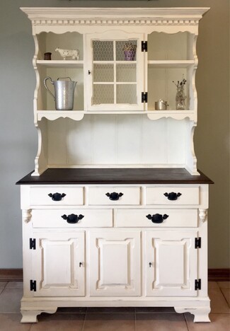 Kitchen Hutch: Chicken Wire Door Distressed Cottage Kitchen Cabinet