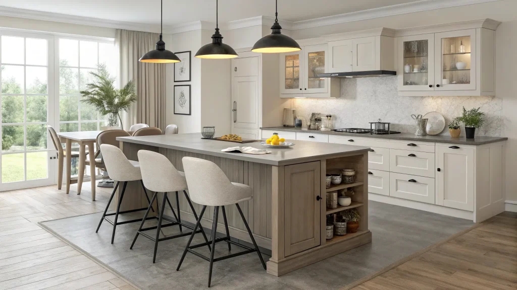 Kitchen Island Beadboard Island Base With Open End Shelving