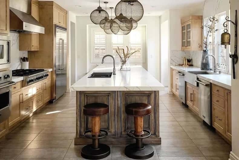 Kitchen Island: Distressed Wood Base Rustic Kitchen Island