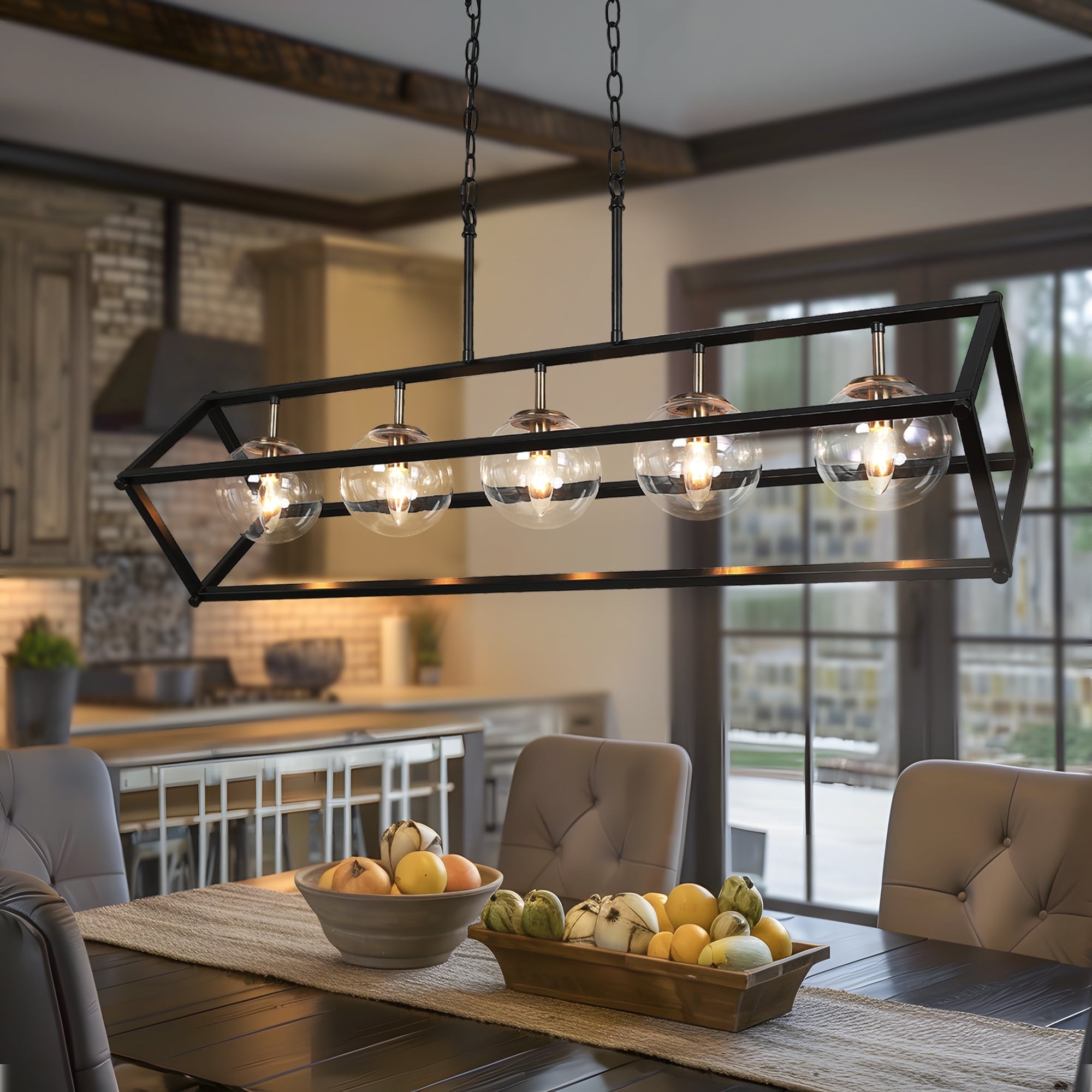 Kitchen Island Light Five Globe Lights Geometric