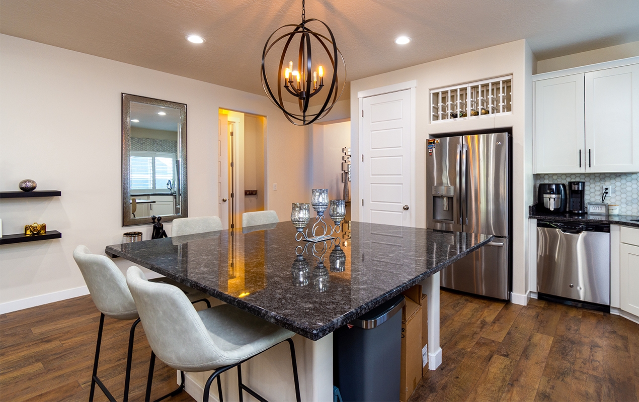 Kitchen Island Table Combo Overhanging Stone Countertop