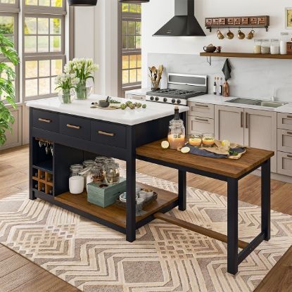 Kitchen Island Tiered Extension With Integrated Wine Rack