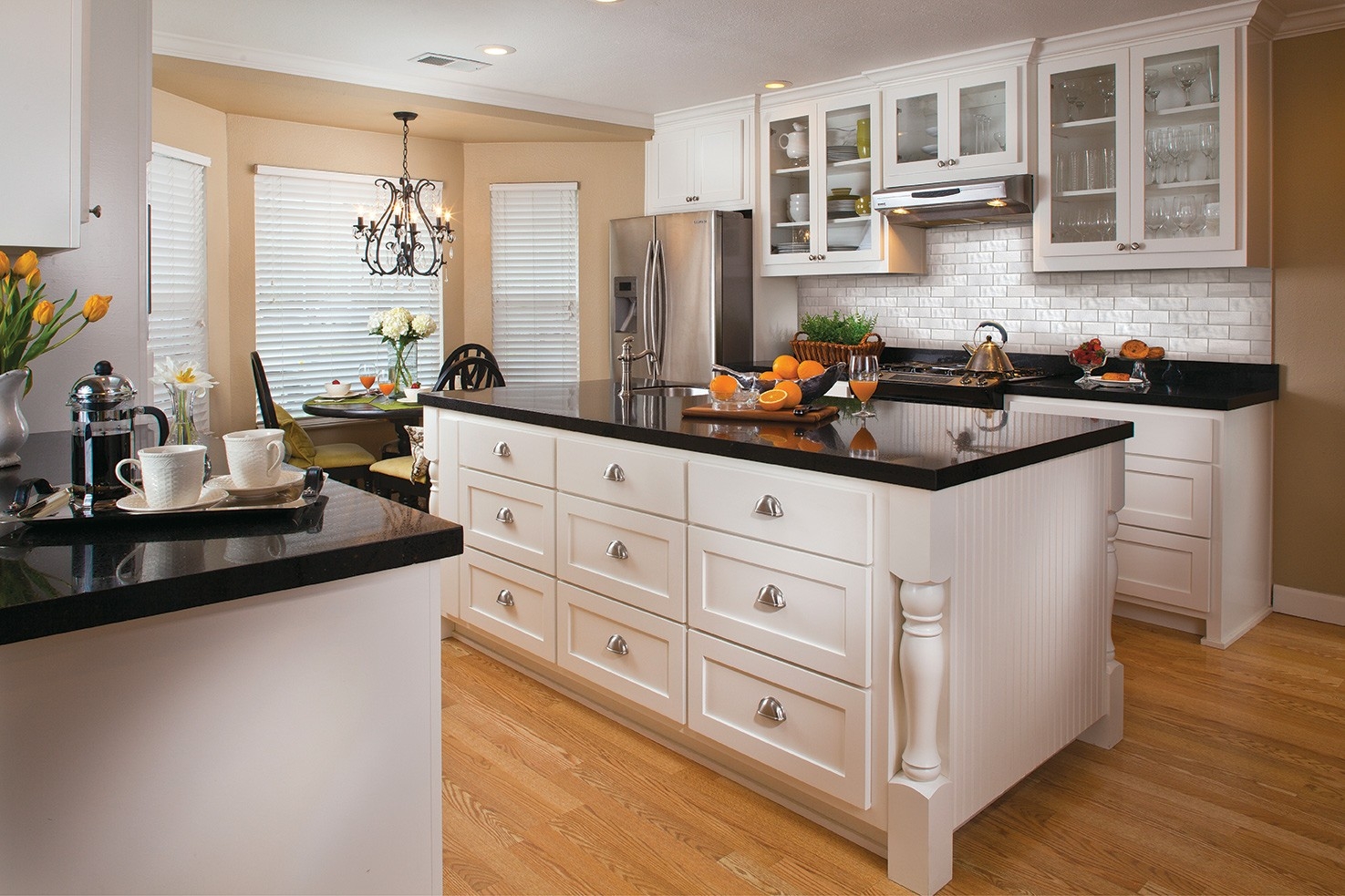 Kitchen Island with Turned Corner Posts and Island Cup Pulls