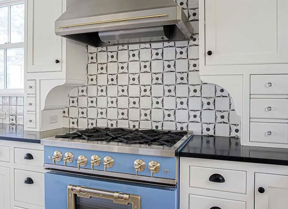 Kitchen Range Blue Gas Stove and Blue and White Kitchen Palette