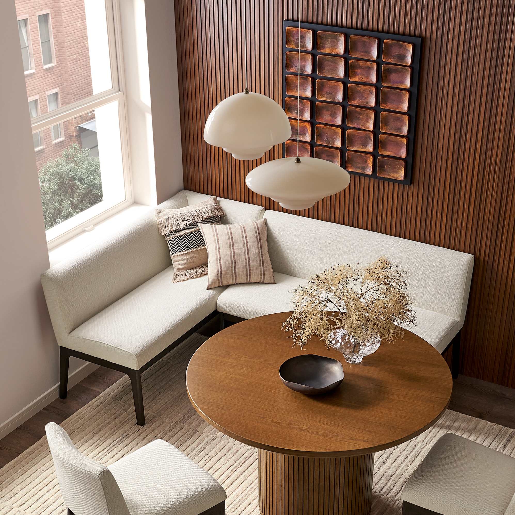 L-Shape Banquette: Performance Fabric with Ribbed Base