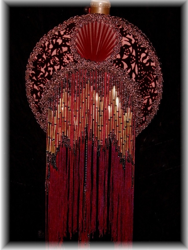 Lampshade Crescent Shape with Shell Motif Beaded Fringe