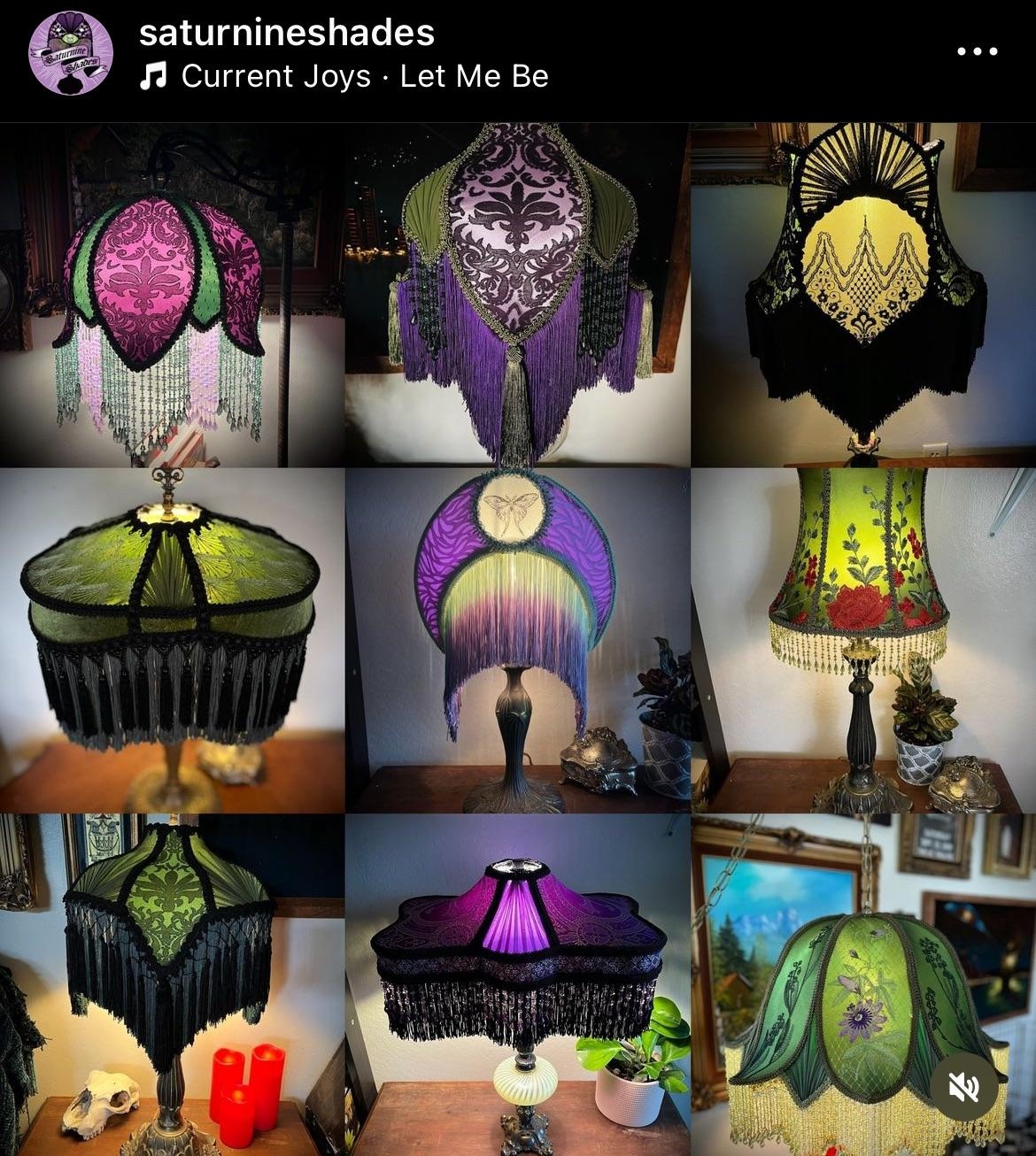 Lampshade Long Fringe and Victorian Gothic Damask Fabric