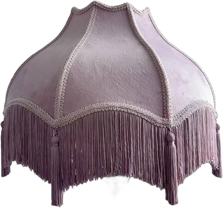 Lampshade Muted Lavender Velvet with Scalloped Bell Shape