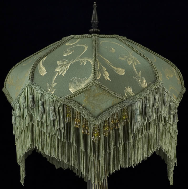 Lampshade Tiered Fringe with Beaded Droplet Damask Pattern