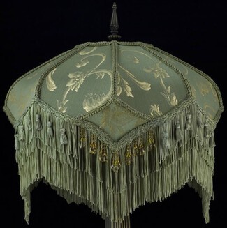 Lampshade Tiered Fringe with Beaded Droplet Damask Pattern
