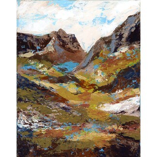 Landscape Print: Palette Knife Texture Rugged Peaks