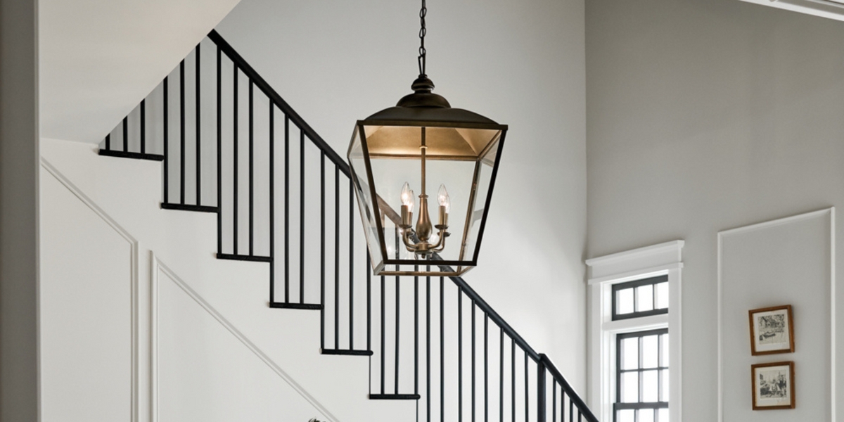 Lantern Pendant Tapered Shape Four Light Stairwell Lighting Ideas