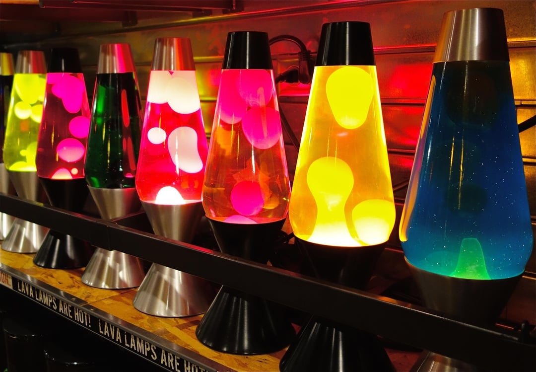 Lava Lamp Retro Decor with Floating Wax Blobs and Glow