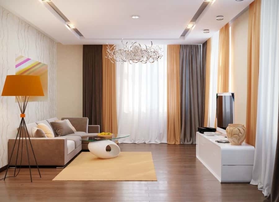 Layered Drapery: Color Blocked Modern Neutral Drapes