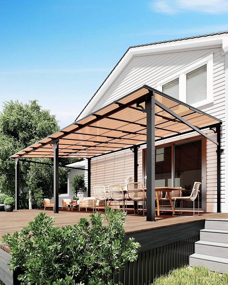Lean To Gazebo Translucent Roof Panels Wall Mounted Deck Gazebo