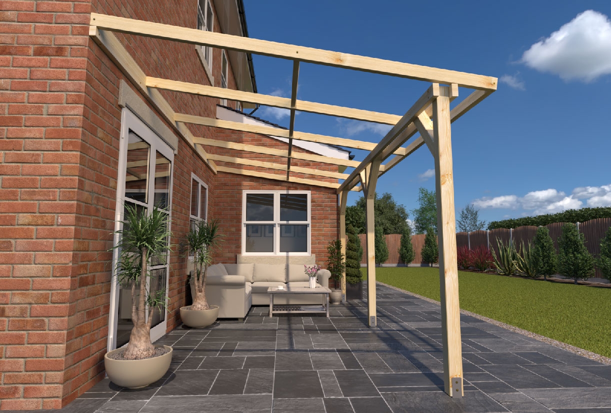 Lean To Pergola Lean-to Construction Timber Garden Frame