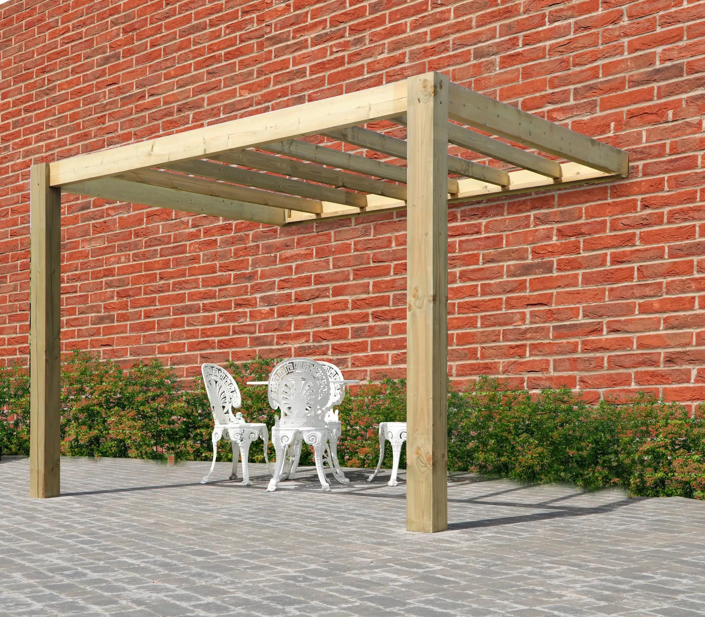 Lean To Pergola Square Timber Posts Minimalist Patio Structure