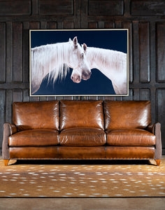 Leather Sofa Horse Mural Backdrop for Equestrian Living Decor