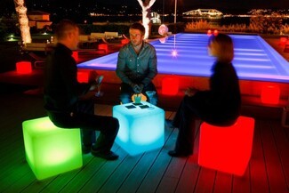 Led Cube Modular Design Illuminated Outdoor Seating Glow Stool