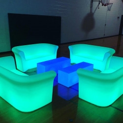 Led Lounge Set Cyan Illuminated Sofas Translucent Matte Plastic