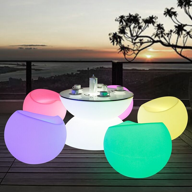 Led Lounge Set Rounded Pod Seating Glow In The Dark Patio Set