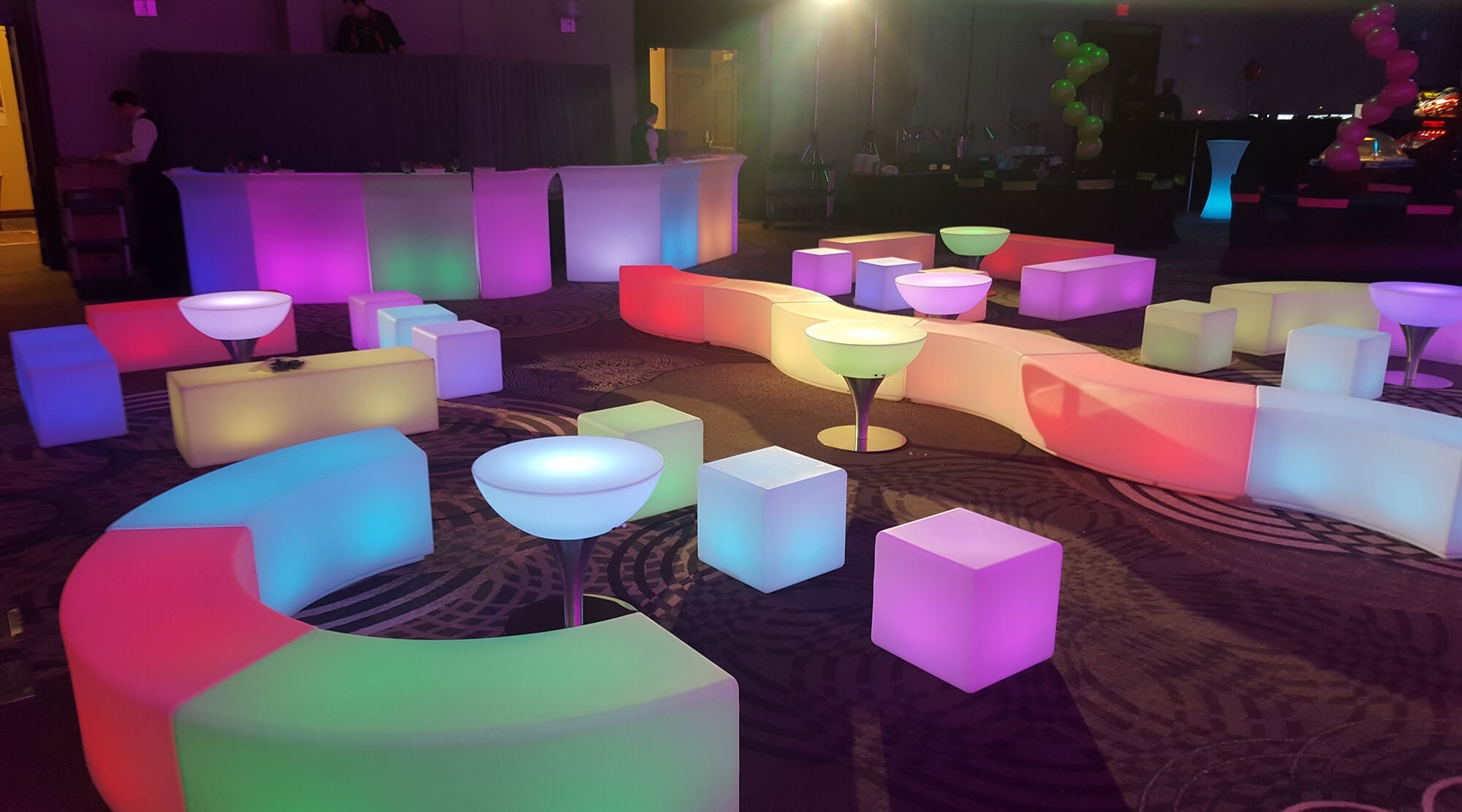 Led Modular Furniture With Curved Sections Neon Party Lounge