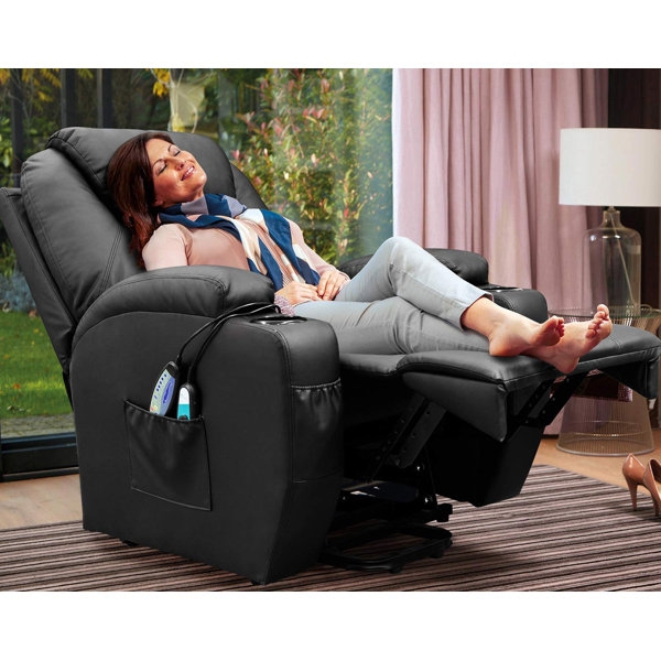 Lift Recliner: Black Massage Remote Home Theater Chair