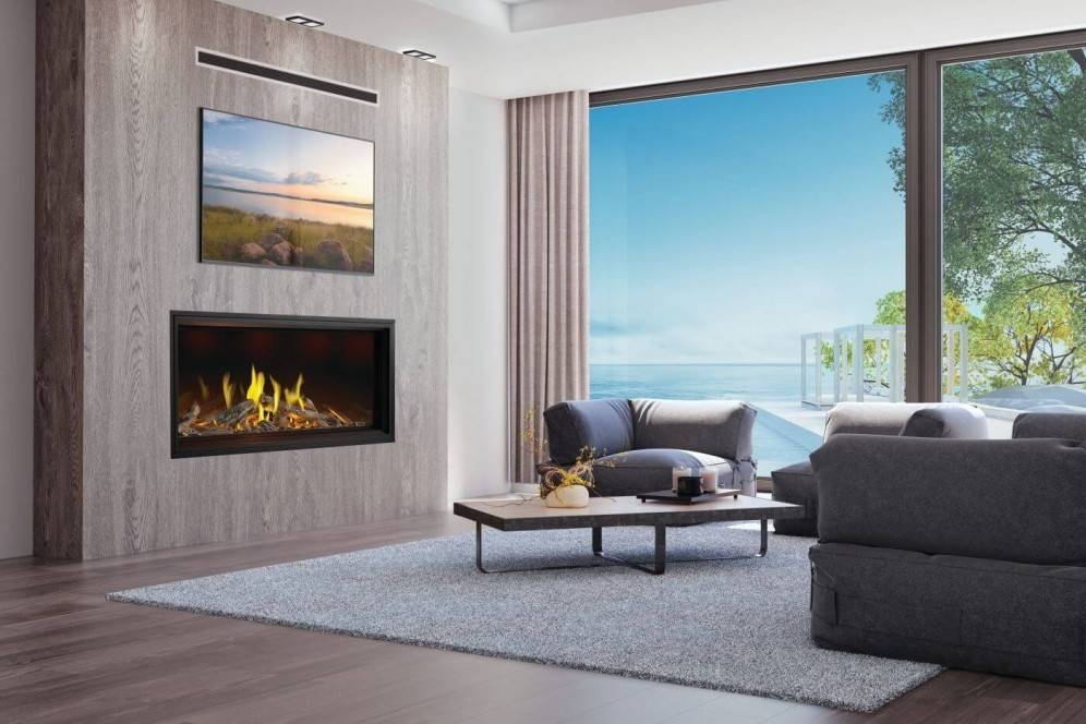 Linear Fireplace Luminous Logs Fireplace Accent Wall