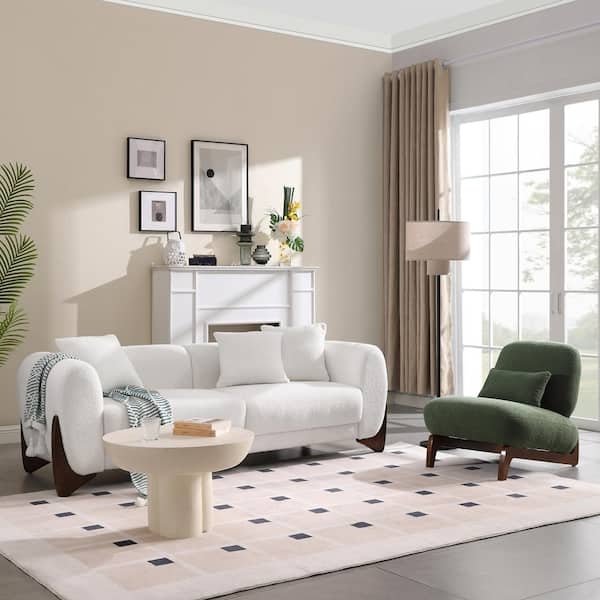 Living Room Set: Curved Cloud Sofa Set with Green Chair