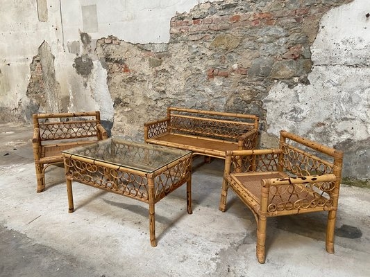 Living Room Set Loop Pattern Italian Bamboo Living Room Set