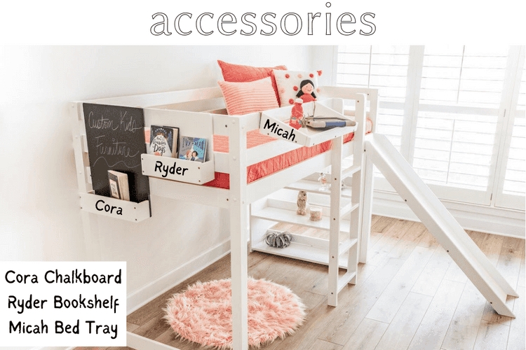 Loft Bed with Built-in Slide and White Loft Bed with Slide
