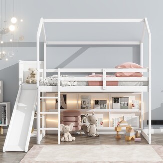 Loft Bed with House Frame and House Loft Bed with Slide