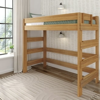 Loft Bed with Pecan Finish and Solid Wood High Loft Bed
