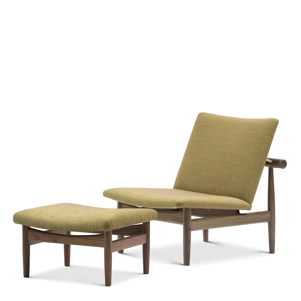 Lounge Chair Ottoman Olive Textured Fabric Tapered