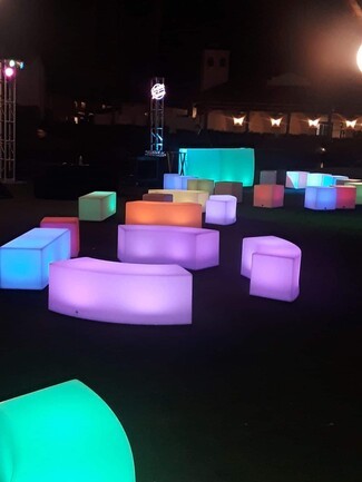 Lounge Seating Neon Modular Bench Seating Vibrant Internal Glow