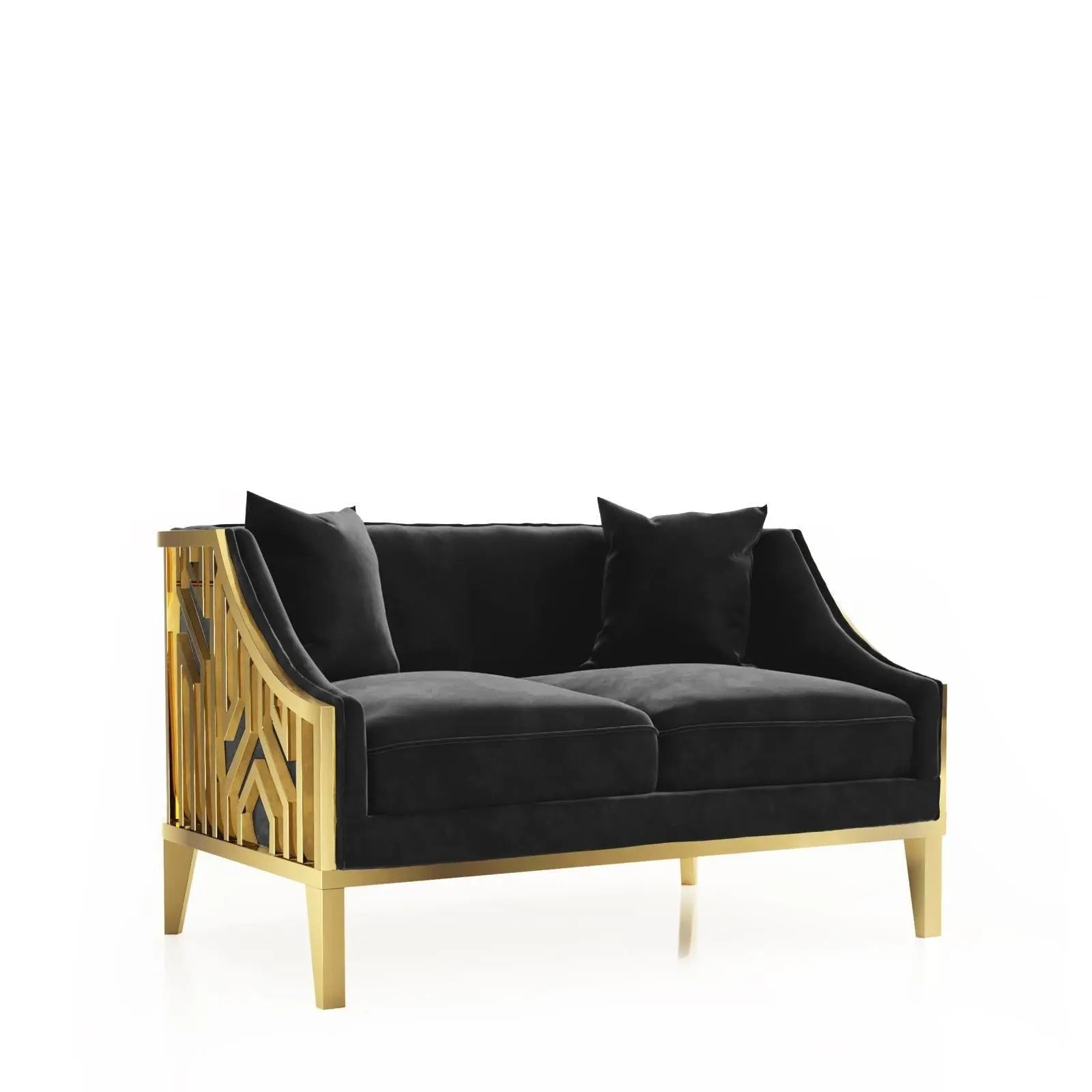 Loveseat Geometric Side Panels Modern Polished Seating