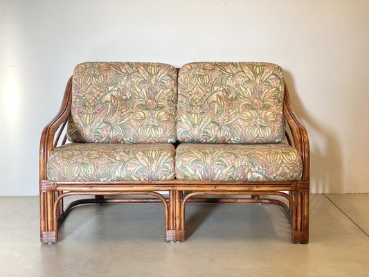Loveseat Leather Bindings Botanical Print Sunroom Seating