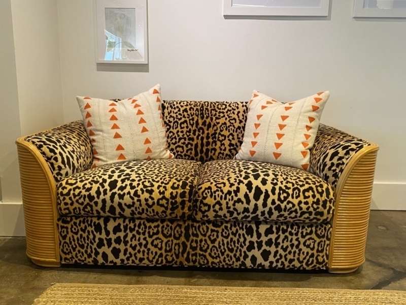 Loveseat: Ribbed Rattan Armrests and Tropical Glam Seating