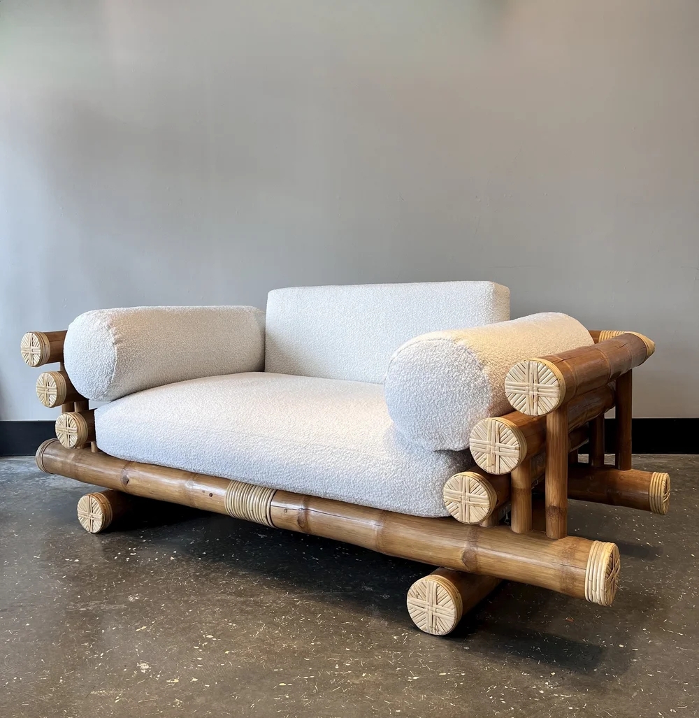 Loveseat Sofa Bolster Armrests Tropical Seating Design