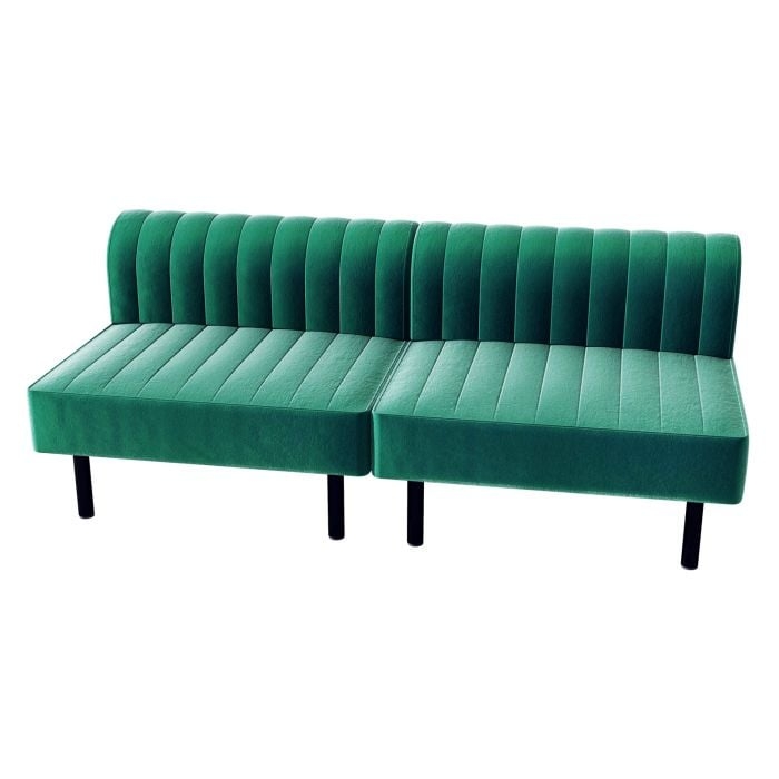 Low Back Loveseat with Emerald Green Velvet Channel