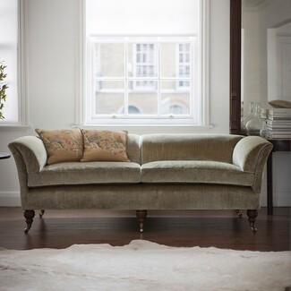 Low Back Sofa in Moss Green Silk Velvet Regency Style