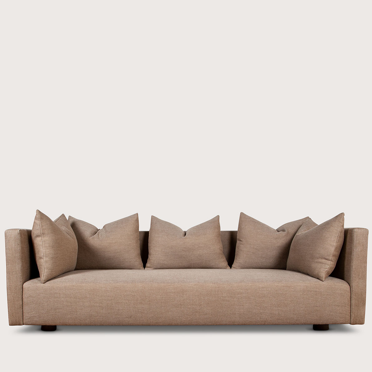 Low Back Sofa with Cocoa Textured Scatter Back Cushions