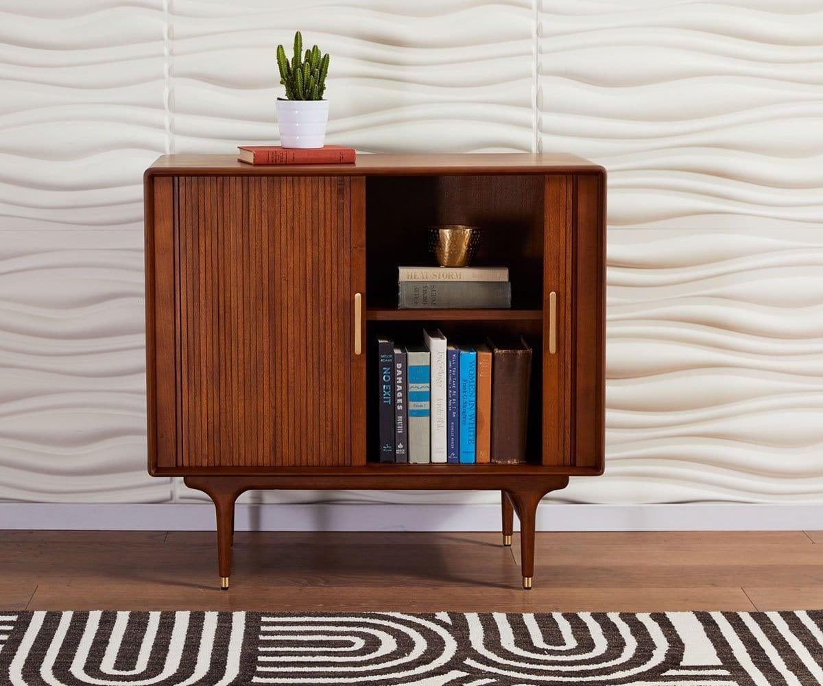 Low Cabinet: Tambour Door Sideboard with Gold Capped Feet