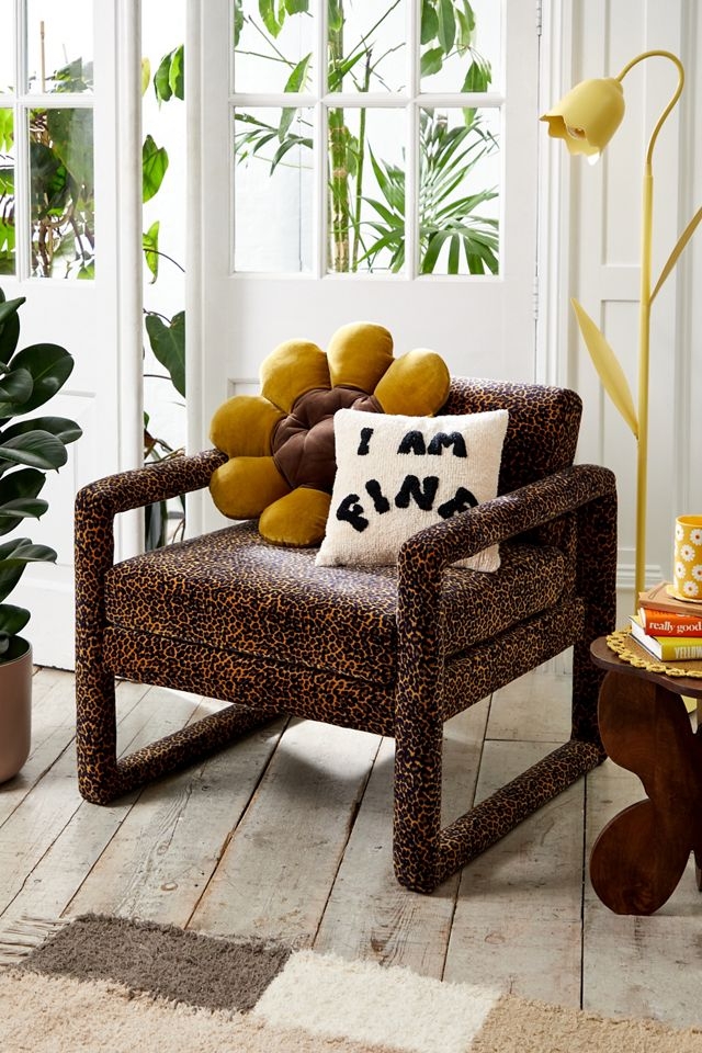 Low Profile Accent Chair for Velvet Animal Print Armchair