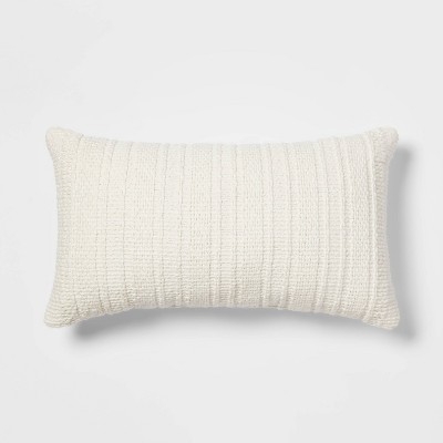 Lumbar Pillow Chunky Texture Cream Woven Accent