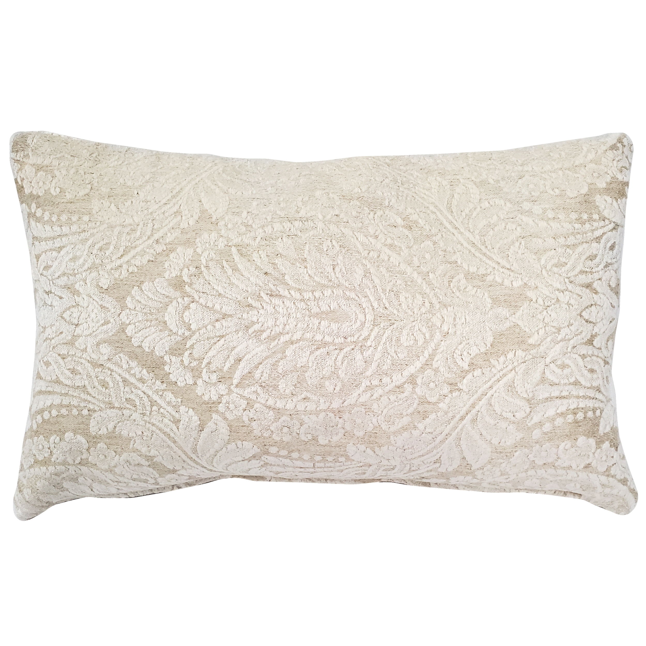 Lumbar Pillow Jacquard Damask Tonal Cream Patterning