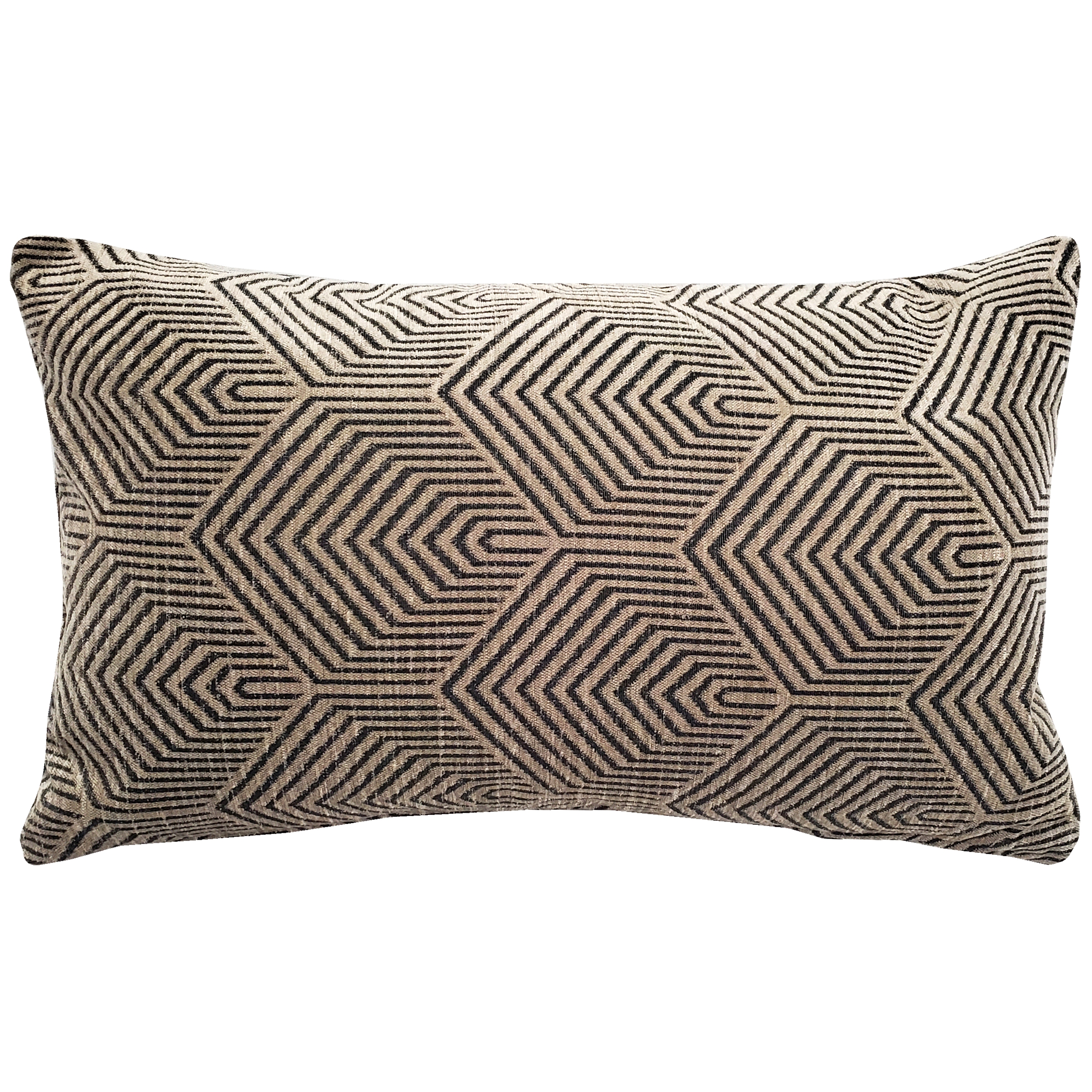 Lumbar Throw Pillow: Warm Beige Geometric Chevron Decor