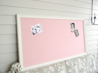 Magnetic Bulletin Board: Oversized Pink Fabric Linen Wall Display