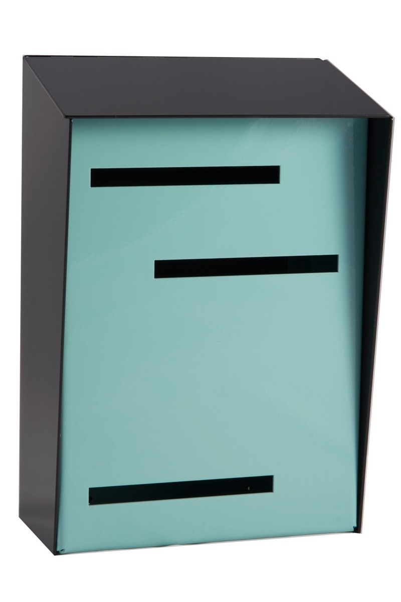 Mailbox Asymmetrical Slots and Aqua Blue Horizontal Cutouts